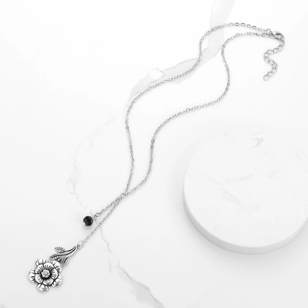 3/$24 Rose Lariat Necklace - Picture 3 of 8